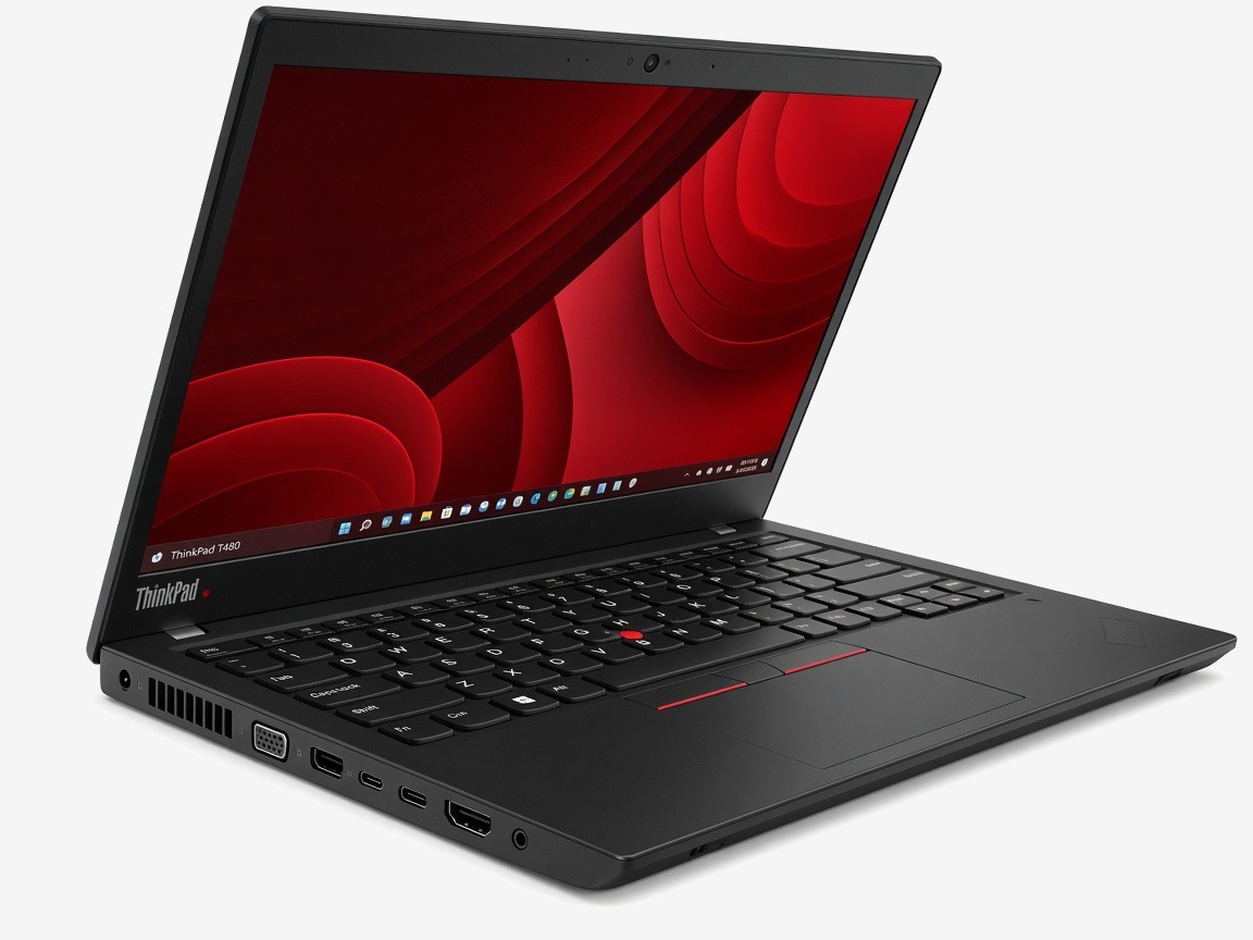 Lenovo ThinkPad T480 otevřený šikmo zleva